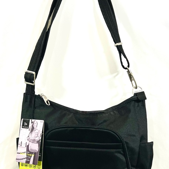 NWT TRAVELON Anti-Theft Classic Crossbody Bucket Black Bag - Picture 4 of 10